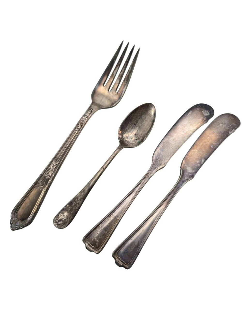 Antique Silver Plated Flatware Set Fork Spoon Butter Knives Rogers Holmes JJ3781